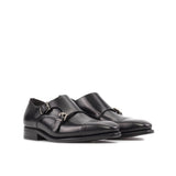 DapperFam Monaco in Black Men's Italian Leather Double Monk in #color_