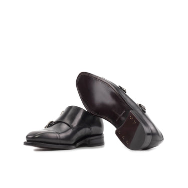 DapperFam Monaco in Black Men's Italian Leather Double Monk in #color_