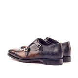 DapperFam Monaco in Brown / Grey Men's Hand-Painted Patina Double Monk in #color_