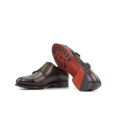 DapperFam Monaco in Brown Men's Hand-Painted Patina Double Monk in #color_