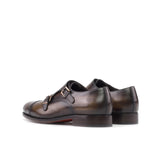 DapperFam Monaco in Brown Men's Hand-Painted Patina Double Monk in #color_