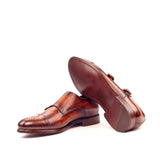 DapperFam Monaco in Brown Men's Hand-Painted Patina Double Monk in #color_