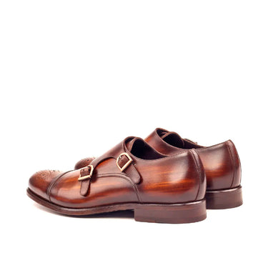 DapperFam Monaco in Brown Men's Hand-Painted Patina Double Monk in #color_