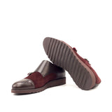 DapperFam Monaco in Burgundy / Dark Brown Men's Lux Suede & Italian Leather Double Monk in #color_