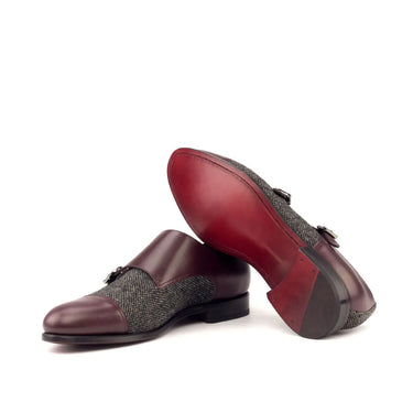 DapperFam Monaco in Burgundy / Nailhead Men's Sartorial & Italian Leather Double Monk in #color_