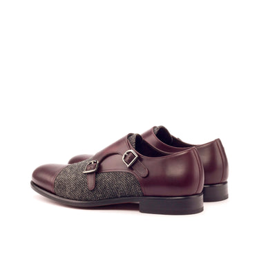 DapperFam Monaco in Burgundy / Nailhead Men's Sartorial & Italian Leather Double Monk in #color_