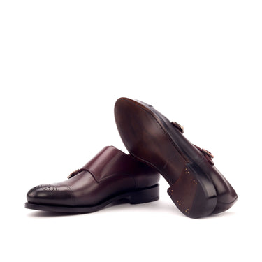 DapperFam Monaco in Burgundy Men's Italian Leather Double Monk in #color_