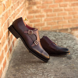 DapperFam Monaco in Burgundy Men's Italian Leather Double Monk in #color_