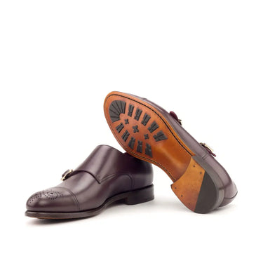 DapperFam Monaco in Burgundy Men's Italian Leather Double Monk in #color_