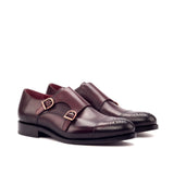 DapperFam Monaco in Burgundy Men's Italian Leather Double Monk in Burgundy #color_ Burgundy