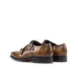 DapperFam Monaco in Cognac Men's Hand-Painted Patina Double Monk in #color_