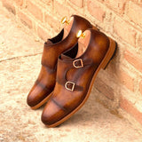 DapperFam Monaco in Cognac Men's Hand-Painted Patina Double Monk in #color_