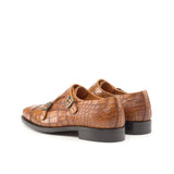 DapperFam Monaco in Cognac Men's Italian Croco Embossed Leather Double Monk in #color_