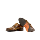 DapperFam Monaco in Cognac Men's Italian Leather Double Monk in #color_