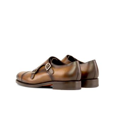 DapperFam Monaco in Cognac Men's Italian Leather Double Monk in #color_