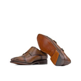 DapperFam Monaco in Cognac Men's Italian Leather Double Monk in #color_