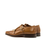 DapperFam Monaco in Cognac Men's Italian Leather Double Monk in #color_