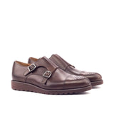 DapperFam Monaco in Dark Brown Men's Italian Leather Double Monk in Dark Brown #color_ Dark Brown