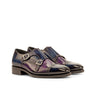 DapperFam Monaco in Denim / Purple Men's Hand-Painted Patina Double Monk in Denim / Purple #color_ Denim / Purple