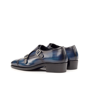 DapperFam Monaco in Denim Men's Hand-Painted Patina Double Monk in #color_