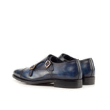 DapperFam Monaco in Denim Men's Hand-Painted Patina Double Monk in #color_