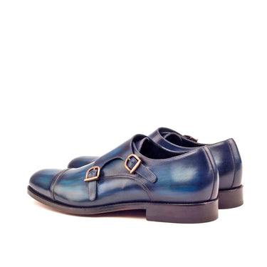 DapperFam Monaco in Denim Men's Hand-Painted Patina Double Monk in #color_