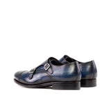 DapperFam Monaco in Denim Men's Hand-Painted Patina Double Monk in #color_