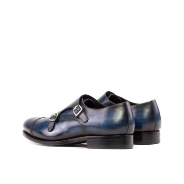 DapperFam Monaco in Denim Men's Hand-Painted Patina Double Monk in #color_