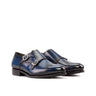 DapperFam Monaco in Denim Men's Hand-Painted Patina Double Monk in Denim #color_ Denim