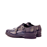 DapperFam Monaco in Grey / Black Men's Italian Leather & Hand-Painted Patina Double Monk in #color_