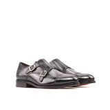 DapperFam Monaco in Grey Men's Hand-Painted Patina Double Monk in #color_