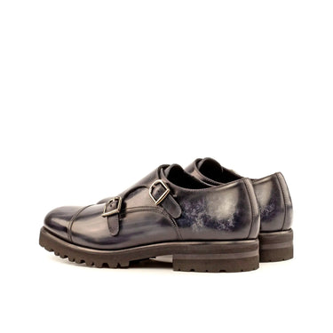 DapperFam Monaco in Grey Men's Hand-Painted Patina Double Monk in #color_