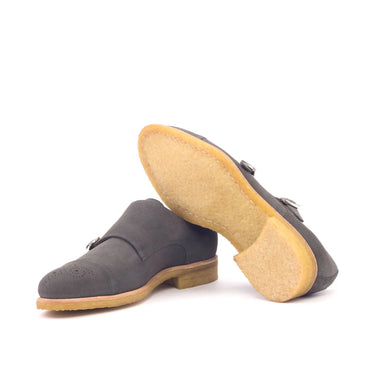 DapperFam Monaco in Grey Men's Lux Suede Double Monk in #color_