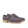 DapperFam Monaco in Grey Men's Lux Suede Double Monk in Grey #color_ Grey