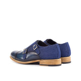 DapperFam Monaco in Jeans / Denim Men's Sartorial & Hand-Painted Patina Double Monk in #color_