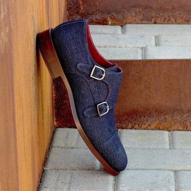 DapperFam Monaco in Jeans Men's Sartorial Double Monk in #color_