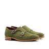 DapperFam Monaco in Khaki Men's Italian Suede Double Monk in Khaki #color_ Khaki