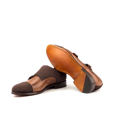 DapperFam Monaco in Med Brown / Brown Men's Italian Leather & Italian Suede Double Monk in #color_