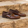 DapperFam Monaco in Med Brown / Brown Men's Italian Leather & Italian Suede Double Monk in Med Brown / Brown #color_ Med Brown / Brown