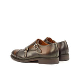 DapperFam Monaco in Med Brown / Grey Men's Italian Leather Double Monk in #color_