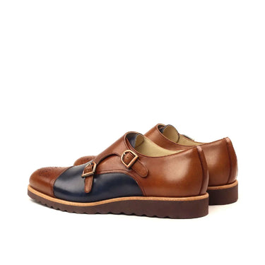 DapperFam Monaco in Med Brown / Navy Men's Italian Leather Double Monk in #color_