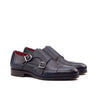 DapperFam Monaco in Navy Men's Italian Full Grain Leather Double Monk in Navy #color_ Navy