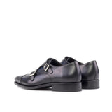 DapperFam Monaco in Navy Men's Italian Leather Double Monk in #color_