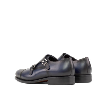 DapperFam Monaco in Navy Men's Italian Leather Double Monk in #color_