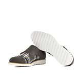 DapperFam Monaco in Plaid / Grey Men's Sartorial & Lux Suede Double Monk in #color_