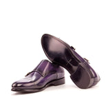 DapperFam Monaco in Purple Men's Hand-Painted Patina Double Monk in #color_