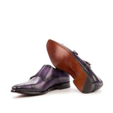 DapperFam Monaco in Purple Men's Hand-Painted Patina Double Monk in #color_