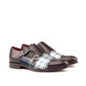 DapperFam Monaco in Tartan / Dark Brown Men's Sartorial & Italian Leather Double Monk in Tartan / Dark Brown #color_ Tartan / Dark Brown