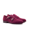 DapperFam Monaco in Tartan / Wine Men's Sartorial & Italian Suede Double Monk in Tartan / Wine #color_ Tartan / Wine