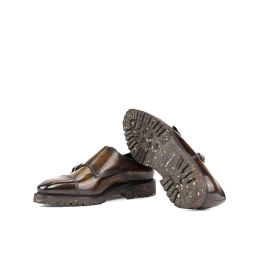 DapperFam Monaco in Tobacco Men's Hand-Painted Patina Double Monk in #color_